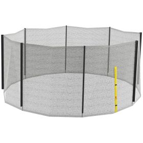 Soozier 14ft Round Trampoline Safety Net Enclosure with 8 Straight Poles Weather-Resistant Yellow