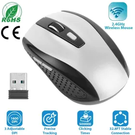 2.4G Wireless Gaming Mouse Optical Mice W/ Receiver 3 Adjustable DPI 6 Buttons (Option: Silver)