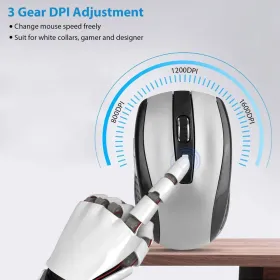 2.4G Wireless Gaming Mouse Optical Mice W/ Receiver 3 Adjustable DPI 6 Buttons (Option: Grey)