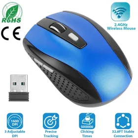 2.4G Wireless Gaming Mouse Optical Mice W/ Receiver 3 Adjustable DPI 6 Buttons (Option: Blue)