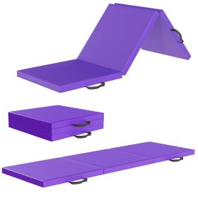 Only Supports Self Pickup  Tri-Fold Folding Exercise Mat With Carrying Handle For Mixed Martial Arts, Gymnastics And Home Gym Protecting Floor, 2 (Option: Purple)