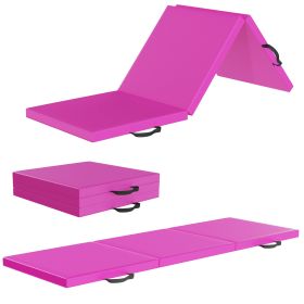 Only Supports Self Pickup  Tri-Fold Folding Exercise Mat With Carrying Handle For Mixed Martial Arts, Gymnastics And Home Gym Protecting Floor, 2 (Option: Pink)