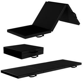 Only Supports Self Pickup  Tri-Fold Folding Exercise Mat With Carrying Handle For Mixed Martial Arts, Gymnastics And Home Gym Protecting Floor, 2 (Option: Black)