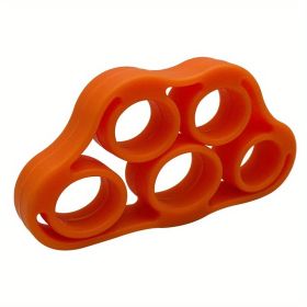 1pc Silicone Finger Expander (Fit Up To 60kg); Exercise Hand Grip; Wrist Strength Trainer Finger Exerciser Resistance Bands Fitness Equipment (Color: ORANGE)