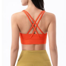 Nylon Top Women Bra Sexy Top Woman Breathable Underwear Women Fitness Yoga Sports Bra For Women Gym 22 Colors (Color: ORANGE, size: S)