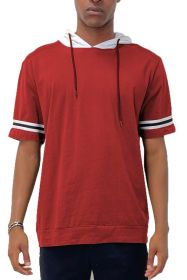 SHORT SLEEVE HOODED SHIRT (Color: Red, size: XL)