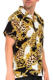 Leopard Cheetah Button Down Shirt (Color: Black, size: L)