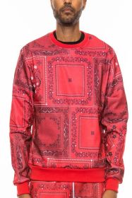 Weiv Paisley Bandana Print CrewNeck (Color: Red, size: 2XL)