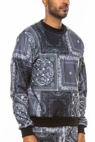 Weiv Paisley Bandana Print CrewNeck (Color: Black, size: 3XL)