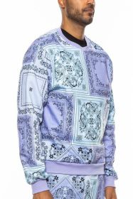 Weiv Paisley Bandana Print CrewNeck (Color: Lavender, size: 3XL)