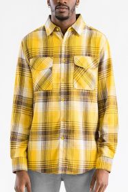 Regular Fit Checker Plaid Flannel Long Sleeve (Color: WHITE SKY, size: 3XL)