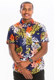 Weiv Mens Print Hawaiian Button Down Shirt (Color: MULTI, size: M)