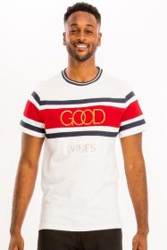 Good Vibes 3D Design Print Gold Foil (Color: White, size: M)