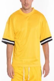 MESH SLEEVE TAPE ATHLETIC TSHIRT (Color: Yellow, size: M)