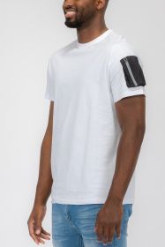 SHORT SLEEVE COTTON TSHIRT (Color: WHITE BLACK, size: L)