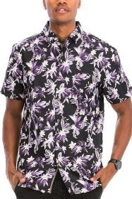 Hawaiian Print Button Down Shirt (Color: MULTI, size: M)