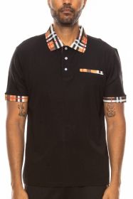Checkered Plaid Short Sleeve Ploto Shirt (Color: Black, size: 2XL)