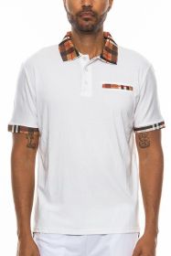 Checkered Plaid Short Sleeve Ploto Shirt (Color: White, size: S)