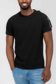 SHORT SLEEVE COTTON TSHIRT (Color: BLACK BLACK, size: M)