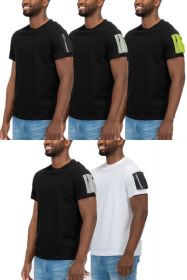 SHORT SLEEVE COTTON TSHIRT (Color: black lime, size: L)