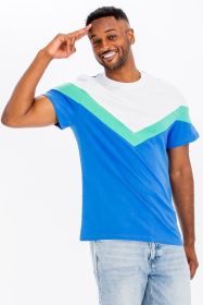 COLOR BLOCK TSHIRT (Color: BLUE/GREEN, size: M)