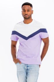 COLOR BLOCK TSHIRT (Color: LILAC/BLUE, size: 2XL)