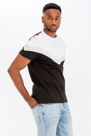 COLOR BLOCK TSHIRT (Color: BLACK GREY, size: M)