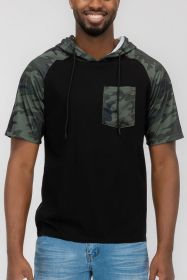 SHORT SLEEVE CAMO COLOR BLOCK (Color: OLIVE CAMO, size: L)