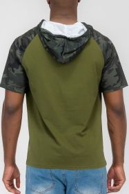 SHORT SLEEVE CAMO COLOR BLOCK (Color: RED CAMO, size: M)