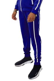 Mens Active Wear Running Track Pant Joggers (Color: ROYAL, size: L)