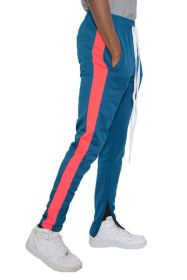 SLIM FIT SINGLE STRIPE TRACK PANT (Color: BLUE ORANGE, size: 3XL)