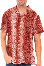 Red Snake Button Down Shirt (Color: Red, size: S)