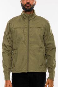 Mens Solid Soft Shell Storm Tech Jacket Coat (Color: MILITARY GREEN, size: L)