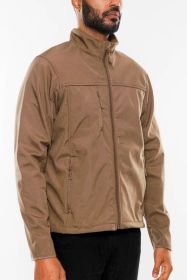 Mens Solid Soft Shell Storm Tech Jacket Coat (Color: Khaki, size: XL)