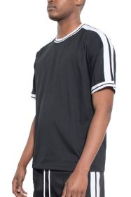 Striped Tape Short Sleeve T-shirt (Color: Black, size: M)