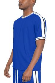 Striped Tape Short Sleeve T-shirt (Color: ROYAL, size: M)