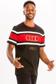 Good Vibes 3D Design Print Gold Foil (Color: Black, size: 3XL)
