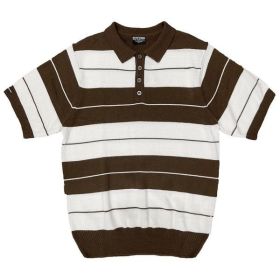 Charlie Brown Shirt Short Sleeve Polo (Color: BROWN WHITE, size: XL)
