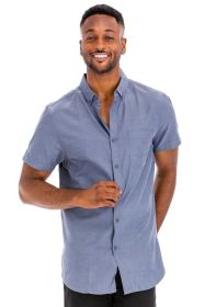 Weiv Men's Casual Short Sleeve Solid Shirts (Color: CHAMBRAY, size: XL)