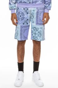 Weiv Mens Paisley Bandana Print Shorts (Color: Lavender, size: S)