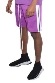 Side Stripe Tape Shorts (Color: Purple, size: L)