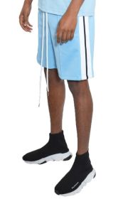 Side Stripe Tape Shorts (Color: LIGHT BLUE, size: XL)