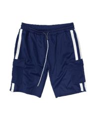 Two Stripe Cargo Pouch Shorts (Color: NAVY WHITE, size: 2XL)