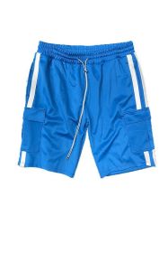 Two Stripe Cargo Pouch Shorts (Color: AQUA WHITE, size: L)