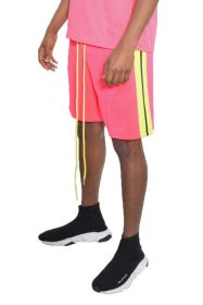 Side Stripe Tape Shorts (Color: Pink, size: M)