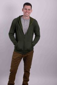 FLEECE ZIPPER HOODIE (Color: Olive, size: M)