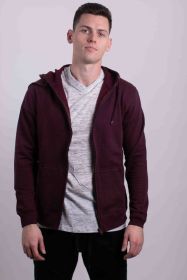 FLEECE ZIPPER HOODIE (Color: Burgundy, size: S)