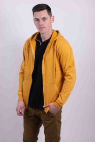 FLEECE ZIPPER HOODIE (Color: Mustard, size: XL)