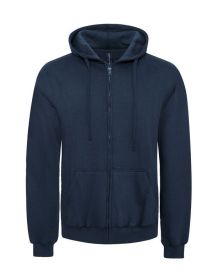FLEECE ZIPPER HOODIE (Color: NAVY, size: M)