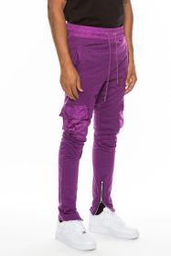 Heathered Cotton Blend Joggers (Color: Purple, size: M)